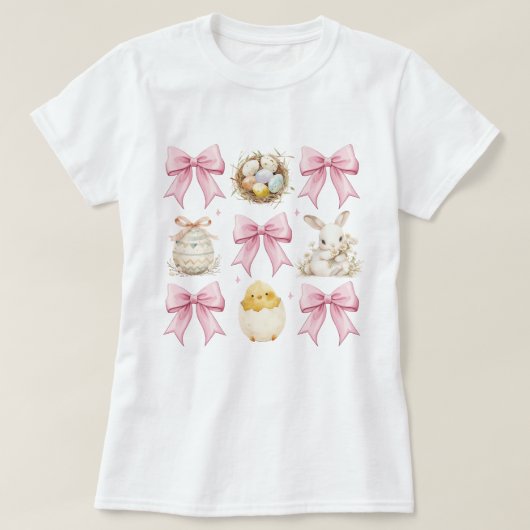 Roze Pasen Coquette Bow T-shirt (Design voorkant)