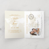 Roze Paspoort Bestemming Bruiloft echte Folie Wenskaart (Binnenlaag)