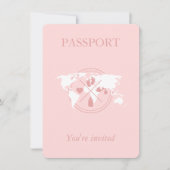 Roze paspoort reismeisje Baby shower Wereldkaart i Kaart (Voorkant)