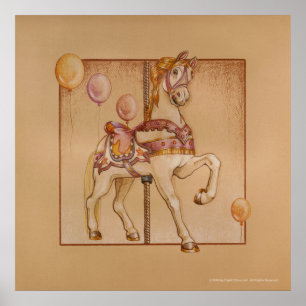 ROZE PASSIE CARROUSEL PAARD POSTER