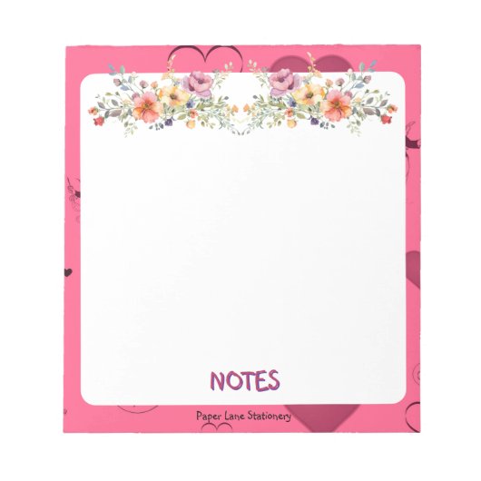 Roze Passie Hart Notitieblok (Voorkant)