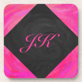 Roze passie Monogram Drankjes Onderzetter (Voorkant)