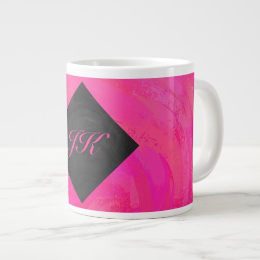 Roze passie Monogram Grote Koffiekop (Voorkant rechts)