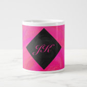 Roze passie Monogram Grote Koffiekop (Voorkant)