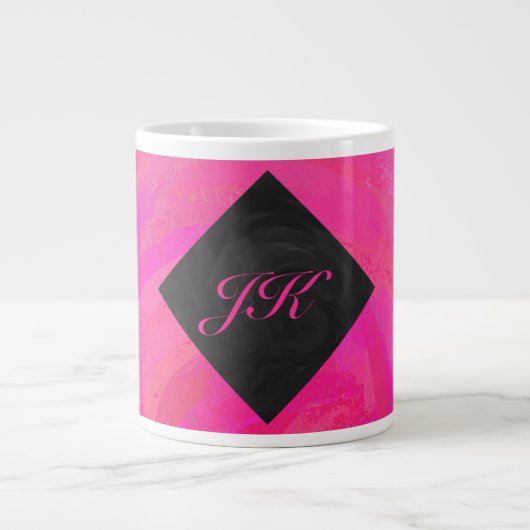 Roze passie Monogram Grote Koffiekop (Voorkant)
