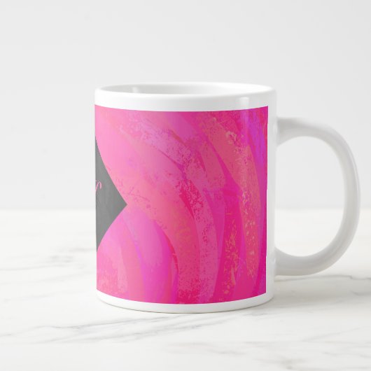 Roze passie Monogram Grote Koffiekop (Rechts)