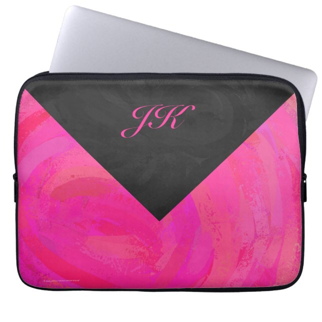 Roze passie Monogram Laptop Sleeve (Voorkant)