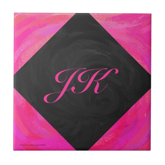 Roze passie Monogram Tegeltje (Voorkant)