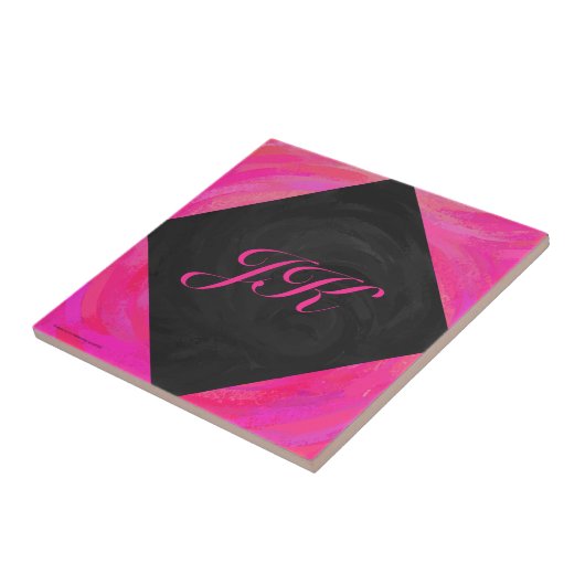 Roze passie Monogram Tegeltje (Zijkant)
