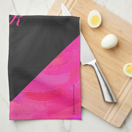 Roze passie Monogram Theedoek (Quarter Fold)