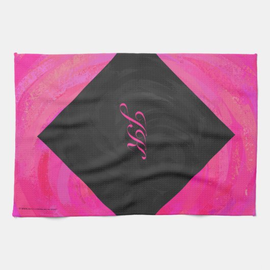 Roze passie Monogram Theedoek (Horizontaal)