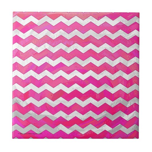 Roze Passion Chevron Pattern Tegeltje (Voorkant)