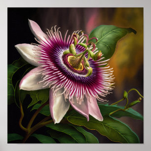 Roze Passion Flower Art Print Poster