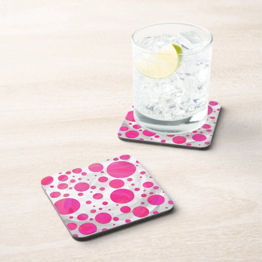 Roze Passion Polka Dot Pattern Bier Onderzetter (Rechterzijde)