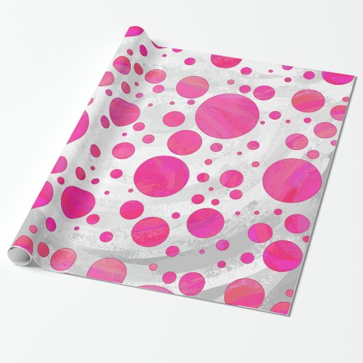 Roze Passion Polka Dot Pattern Cadeaupapier (Uitgerold)