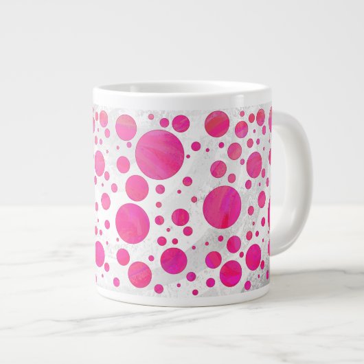 Roze Passion Polka Dot Pattern Grote Koffiekop (Voorkant rechts)