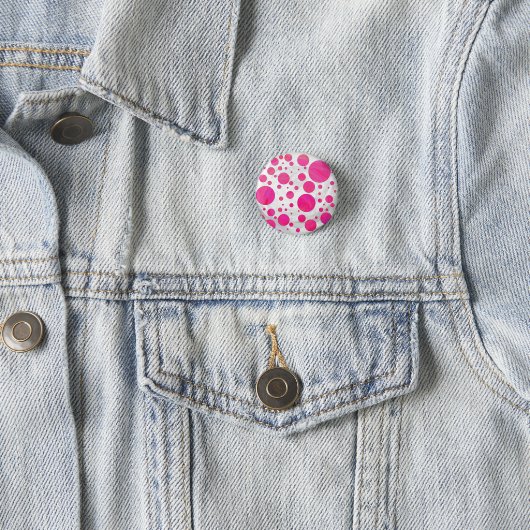 Roze Passion Polka Dot Pattern Ronde Button 3,2 Cm (In situ)