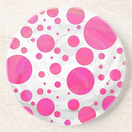 Roze Passion Polka Dot Pattern Zandsteen Onderzetter (Voorkant)