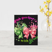 Roze past goed bij groene grappige Halloween-heks  Kaart (Gele Bloem)