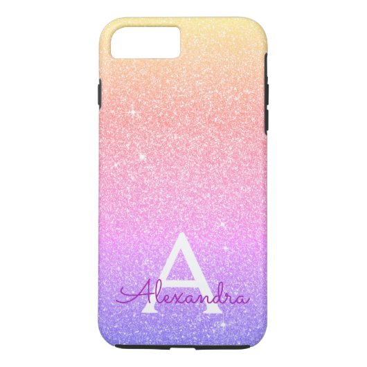 Roze pasta Glitter en Sparkle Monogram Case-Mate iPhone Case (Achterkant)