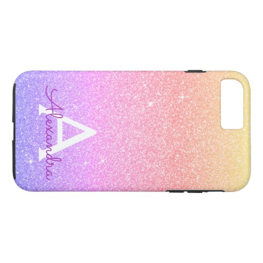 Roze pasta Glitter en Sparkle Monogram Case-Mate iPhone Case (Achterkant (Horizontaal))