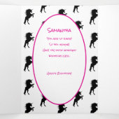 Roze pasta Glitter Unicorn 1e verjaardag Drieluik Kaart (Binnenkant midden)