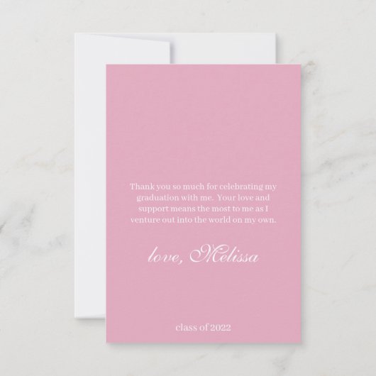 Roze pasta & Gold Diamond Afstuderen Hartelijk dan Kaart (Achterkant)