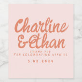 Roze pasta-handschriftherretro Wijnlabel Wijn Etiket (Enkel label)