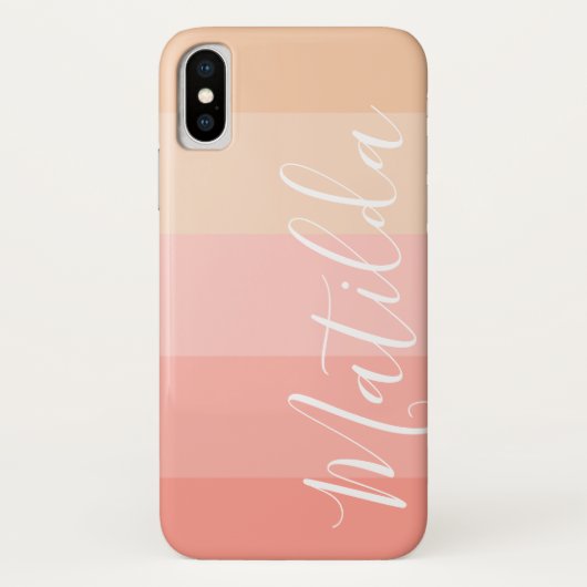 Roze pasta Huin Ombre Stripe Persoonlijke benaming Case-Mate iPhone Case (Achterkant)