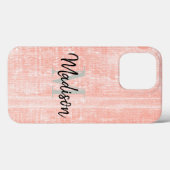 Roze pasta Initiaal met houtextuur Aangepast Case-Mate iPhone Case (Achterkant (horizontaal))