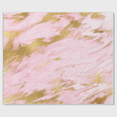 Roze pasta Marble Shiny Golden Brushes Cadeaupapier (Vlak)