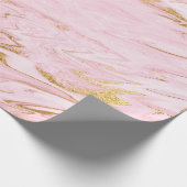 Roze pasta Marble Shiny Golden Brushes Cadeaupapier (Hoek)