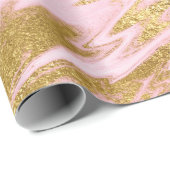 Roze pasta Marble Shiny Golden Brushes Cadeaupapier (Rol Hoek)