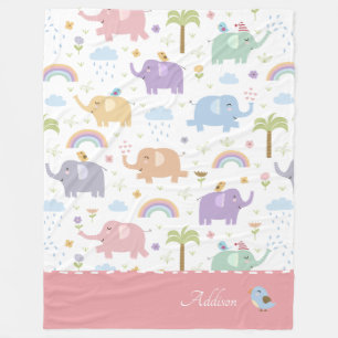 Roze pasta olifant patroon voor kleine meisjes fleece deken