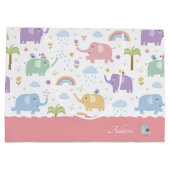 Roze pasta olifantenpatroon voor de kleine meisjes groot cadeauzakje (Achterkant)