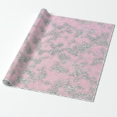 Roze pasta Silver Grey Glitter Sparkly Abstract Cadeaupapier (Uitgerold)