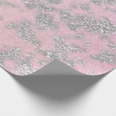 Roze pasta Silver Grey Glitter Sparkly Abstract Cadeaupapier (Hoek)
