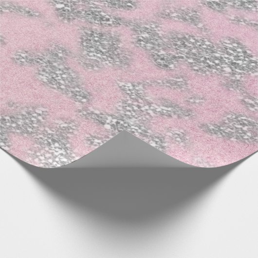 Roze pasta Silver Grey Glitter Sparkly Abstract Cadeaupapier (Hoek)