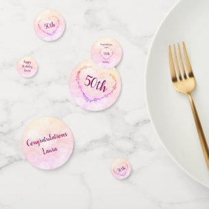 Roze pasta voor 50e verjaardag confetti
