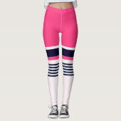 Roze pasteelstrepen leggings (Voorkant)