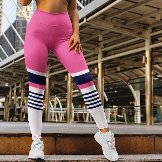 Roze pasteelstrepen leggings