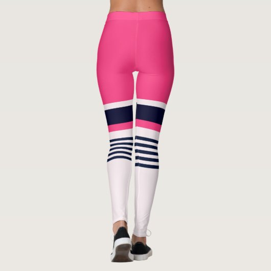 Roze pasteelstrepen leggings (Achterkant)