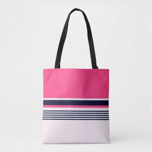 Roze pasteelstrepen tote bag (Voorkant)