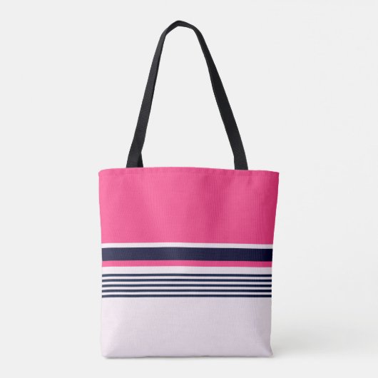 Roze pasteelstrepen tote bag (Achterkant)