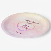 Roze pastel 21ste verjaardag papieren bordje (Gekanteld)