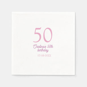 ROZE PASTEL 50 verjaardag jubileum naam datum toev Servet