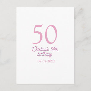 ROZE PASTEL 50 verjaardag jubileum voeg naam datum Briefkaart