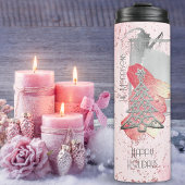 Roze Pastel 6 Fotosjabloon Zilver Kerstmis Thermosbeker