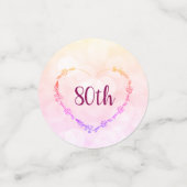 Roze Pastel 80e verjaardag ontwerp Confetti (Kleine voorkant)