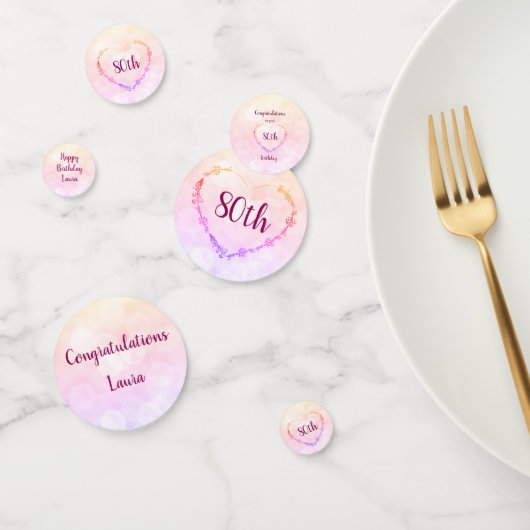 Roze Pastel 80e verjaardag ontwerp Confetti (Groep)
